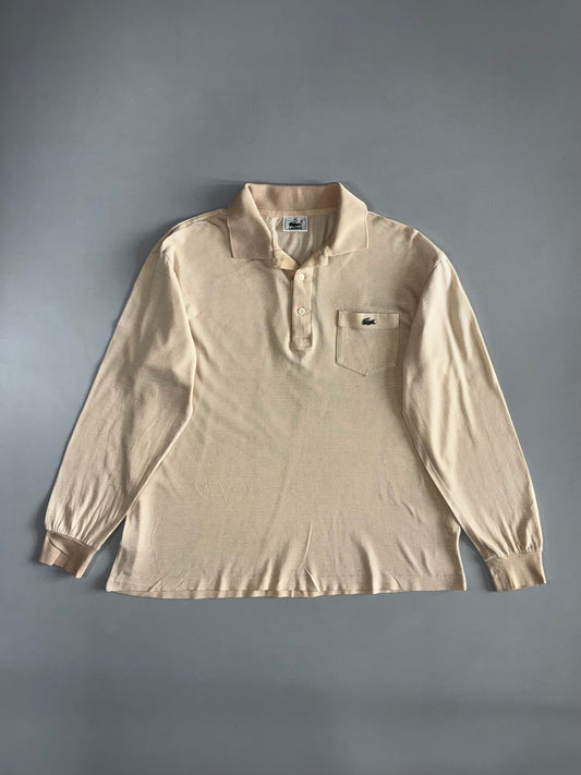 Lacoste Vintage Long Sleeve Pocket Polo — Cream (XL)