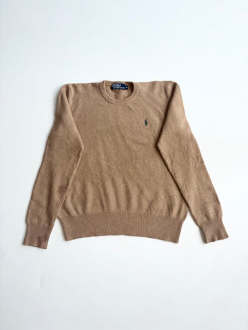 Vintage Polo Ralph Lauren Camel Brown Knit Crewneck Sweater (M)