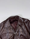 Vintage Dark Brown Genuine Leather Zip Jacket – Classic Collar (L)