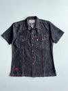 Vintage Rhino Ltd Black Denim Snap Shirt – Red Contrast Stitch Y2K (L)