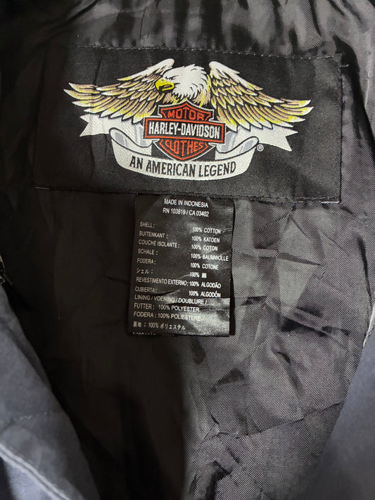 Vintage Harley-Davidson Navy Blue Canvas Biker Jacket (XL)