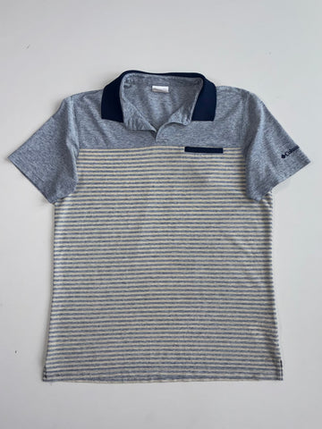 Columbia Striped Polo Shirt Grey Navy(L)