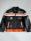 Vintage USA Classic Racing Leather Jacket Castrol, Goodyear, Michelin, Veedol Patches (L/XL)