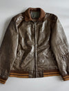 Vintage Leather Bomber Jacket with Victory House Polo Game (L)