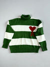 Ami Paris Green & White Striped Ami de Coeur Turtleneck Sweater (3XL/4XL)