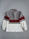 Jiaser Carmain Vintage Long Sleeve Striped Polo — Grey/Burgundy/White (M)