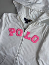 Polo Ralph Lauren | White Pink Applique Logo Zip Hoodie | (S)