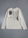 Oniarai Original  Rhinestone Floral & Dragon Graphic Long Sleeve Tee – White (M)
