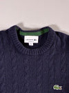 Lacoste Navy Cable Knit Wool Sweater – Relaxed Fit – (S)