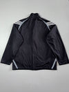 Vintage Y2K Adidas Black Fleece-Lined Track Jacket with Red Piping (2XL)