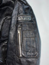 Distressed Black Leather Multi-Pocket Flight Bomber Jacket (S)