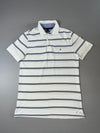 Tommy Hilfiger White & Navy Striped Polo (L)
