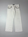 Armani Jeans White Linen Trousers Camo Pocket Trim (W:35) (L:41)