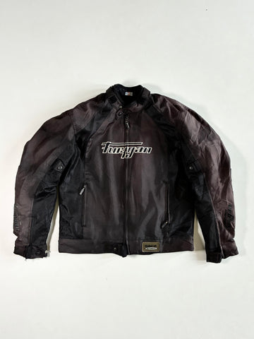 Furygan Black Mesh Motorcycle Jacket – Summer Riding, Back Protector Pocket Padded (M)