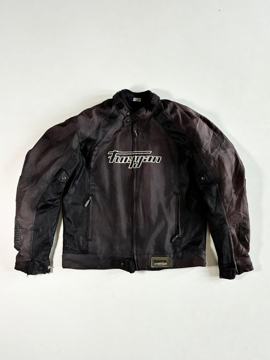 Furygan Black Mesh Motorcycle Jacket – Summer Riding, Back Protector Pocket Padded (M)