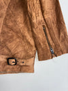 Vintage Schott NYC Sheepskin Suede Leather Motorcycle Jacket –lTan Custom Rider Lining (L/Xl)
