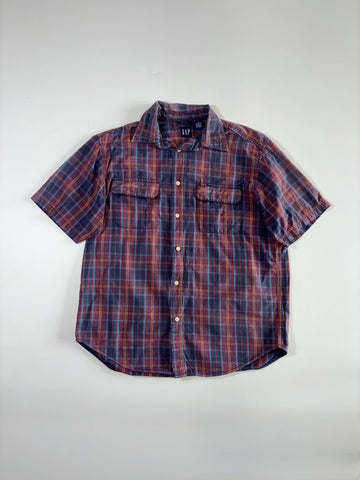 Vintage Gap Plaid Short Sleeve Shirt – Maroon/Navy (XL)