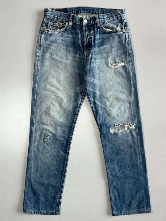 Vintage Levi’s 501 Distressed Blue Denim Jeans (W:30|L:40)