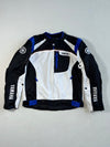 Yamaha Mesh Motorcycle Riding Jacket White/Black/Blue, Reflective Strip Padded (M)