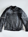 Vintage Torque Genuine Leather With Reflective Piping Moto Racing Jacket (Paded)(L)