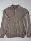 Hugo Boss Merino Wool Knit Polo Sweater – Taupe Melange (L/XL)