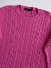Polo Ralph Lauren Pink Cable Knit Crew Neck Sweater – (L)