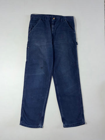 Vintage Carhartt Navy Canvas Carpenter Pants (W:34) (L:44)