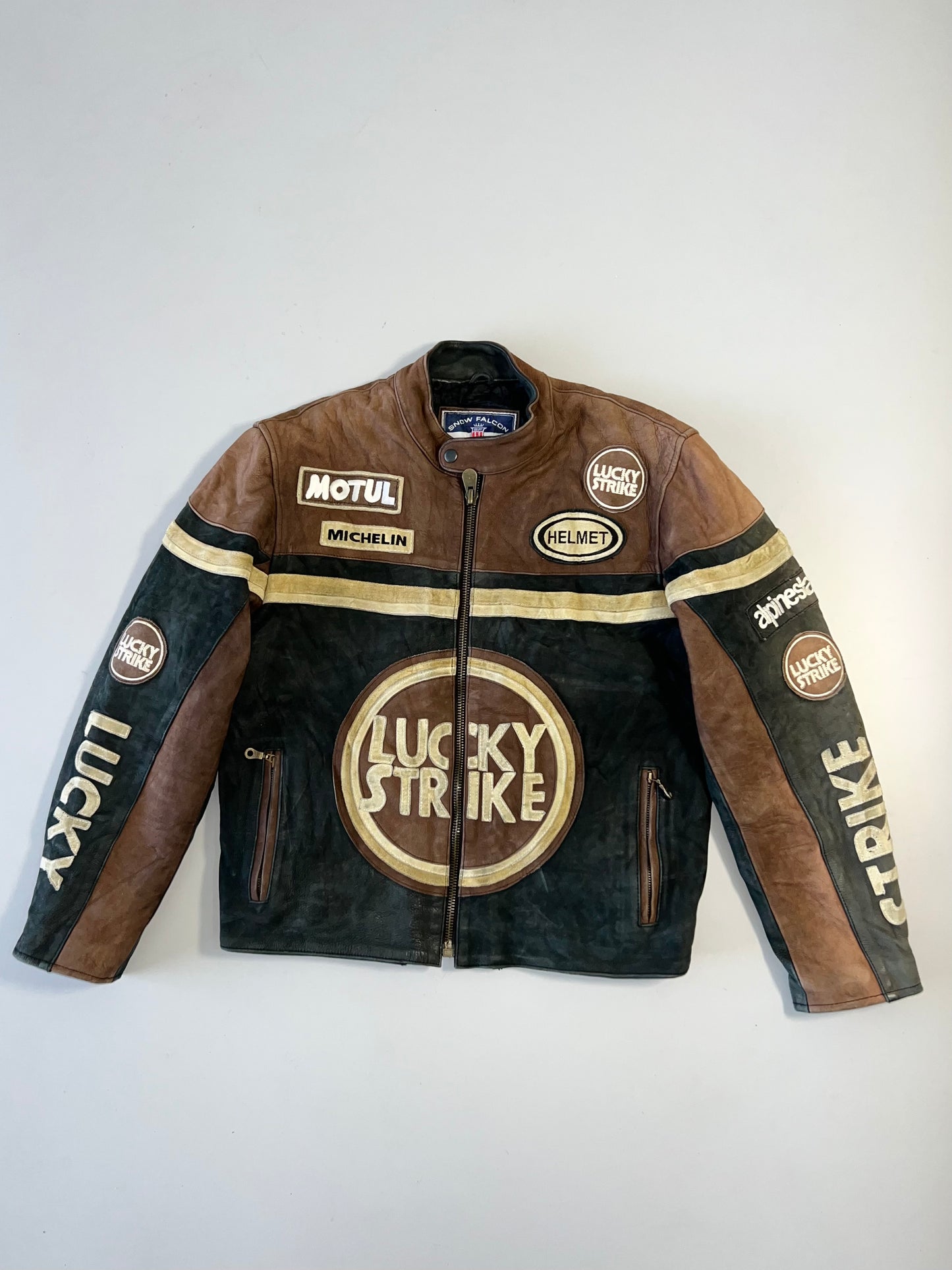 ZVintage Lucky Strike 90s (RARE FIND) Original Leather Jacket (M)