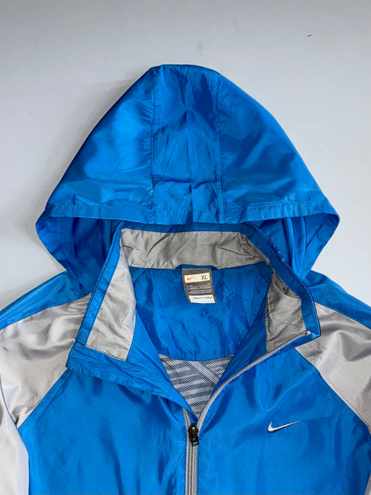 Nike Fit Storm Vintage Blue & Grey Colorblock Hooded Windbreaker Jacket (M/L)