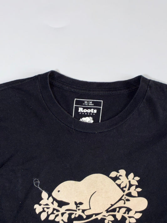 Roots Canada Beaver Logo Long Sleeve Tee – Black (XL)