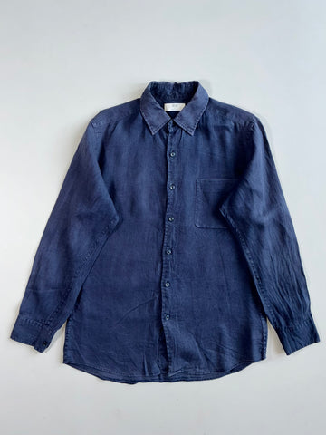 Uniqlo Navy Blue Premium Linen Shirt(M)