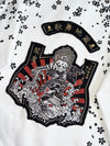 Grace & Fury Japanese Samurai Sakura Print Zip Hoodie – White – (S)