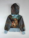 Vogue Style Reversible Velvet Hooded Jacket – Icy Blue w/ Gold Sun Embroidery (XS)