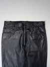 Vintage Black Genuine Leather 5-Pocket Straight Pants (W:32) (L:45)