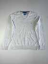 Tommy Hilfiger Grey Premium Cotton V-Neck Sweater – (S)