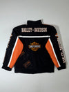 Vintage Y2K Harley-Davidson Black & Orange Embroidered Racing Jacket (XL)