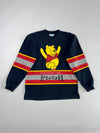 Disney Pooh | Vintage Navy Hockey Stripe Embroidered Sweatshirt | (XL)