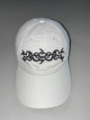 Vintage Rizla+ Y2K Tribal Embroidered Cap – White/Grey, Promo Merch (Adjustable)