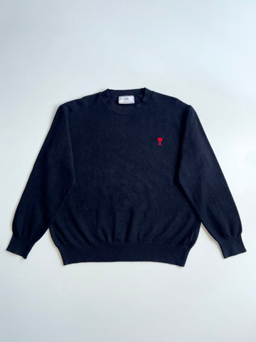 Ami Paris Ami de Coeur Heart Logo Knit Sweater – Black(M/L)
