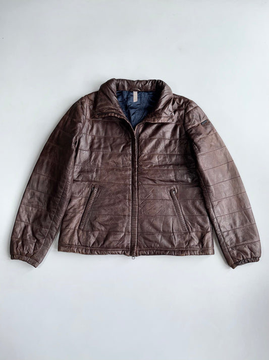 Premium Original Pure Leather Puffer Jacket (L)