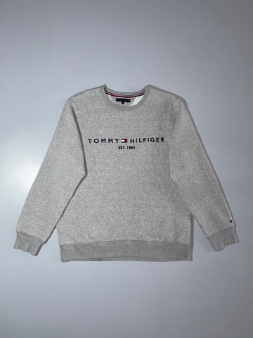 Tommy Hilfiger Est. 1985 Sweatshirt Grey crewneck with embroidered logo, (L)