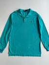 Polo by Ralph Lauren Vintage Long Sleeve Piqué Polo T-Shirt | Teal Green with Red Pony (XL)