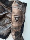 Dainese Brown Leather Café Racer Moto Jacket Padded (S)