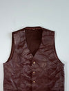 Brown Leather Western Waistcoat with Knit Back (XS)
