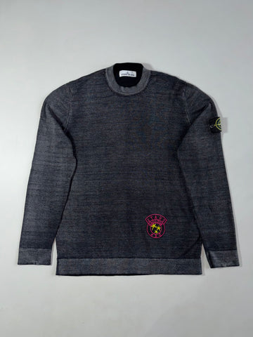 Stone Island Garment Dyed Wool Knit Sweater – Charcoal, STARS Raccoon (M)