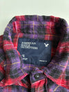 Vintage American Eagle Purple Red Plaid Flannel Shirt (M)