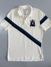 Giordano | “Courage Strength Wisdom” Crest Polo | White/Navy (M)