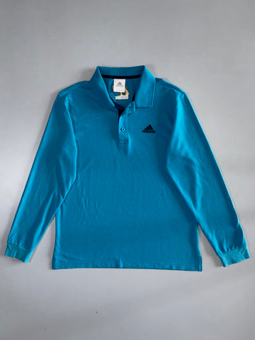 Adidas SE Long Sleeve Polo Shirt — Cyan Blue (M)
