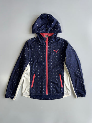 Puma Navy Polka Dot & Heart Print Windbreaker Women's (S/M)