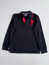 US Polo Assn (USPA) Long Sleeve Rugby Polo in Black(L